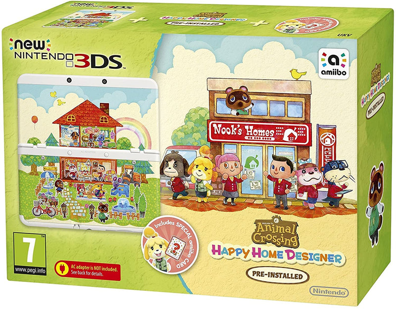 New Nintendo 3DS - Konsole, weiss + Animal Crossing Happy Home Designer + Zierblende - [3DS], weiss