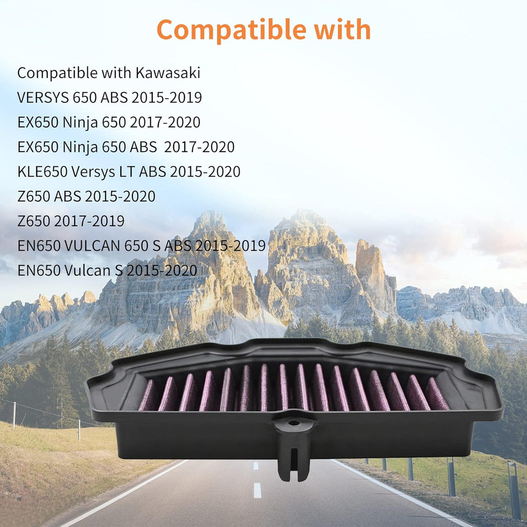 AHL Luftfilter für Kawasaki VERSYS 650 ABS 2015-2019/Kawasaki EX650 Ninja 650 2017-2020/Kawasaki EX6