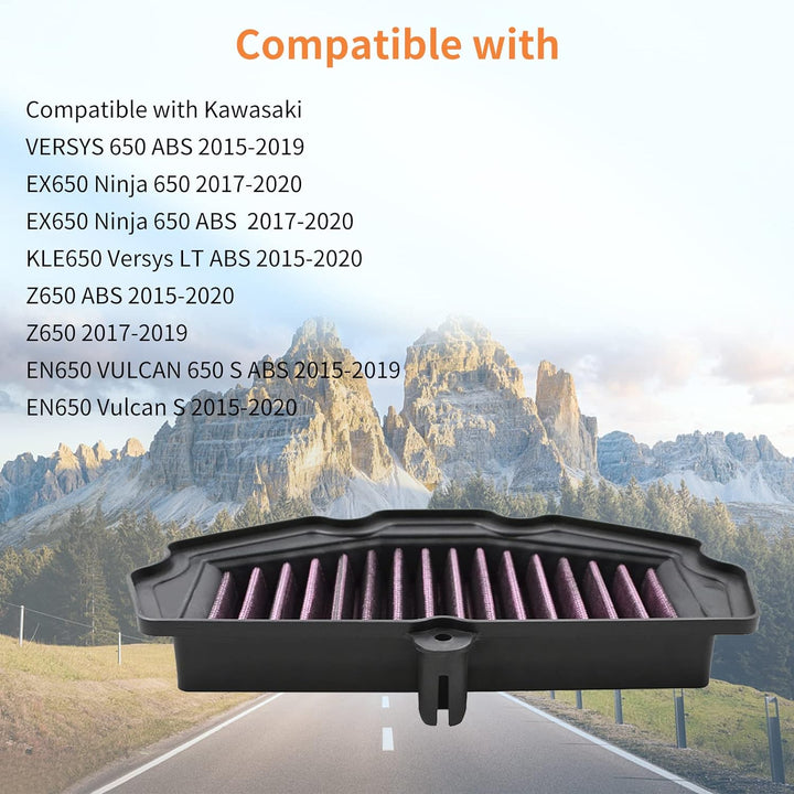 AHL Luftfilter für Kawasaki VERSYS 650 ABS 2015-2019/Kawasaki EX650 Ninja 650 2017-2020/Kawasaki EX6