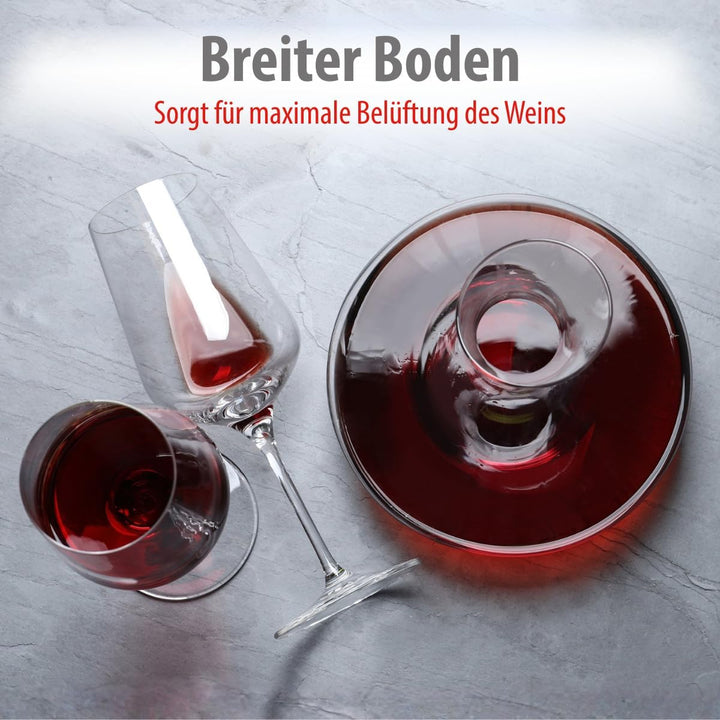 Alpina Premium Dekanter aus Glas – Wein Karaffe 1,78 L im schwungvollen Design | 20 x 24cm mit anges
