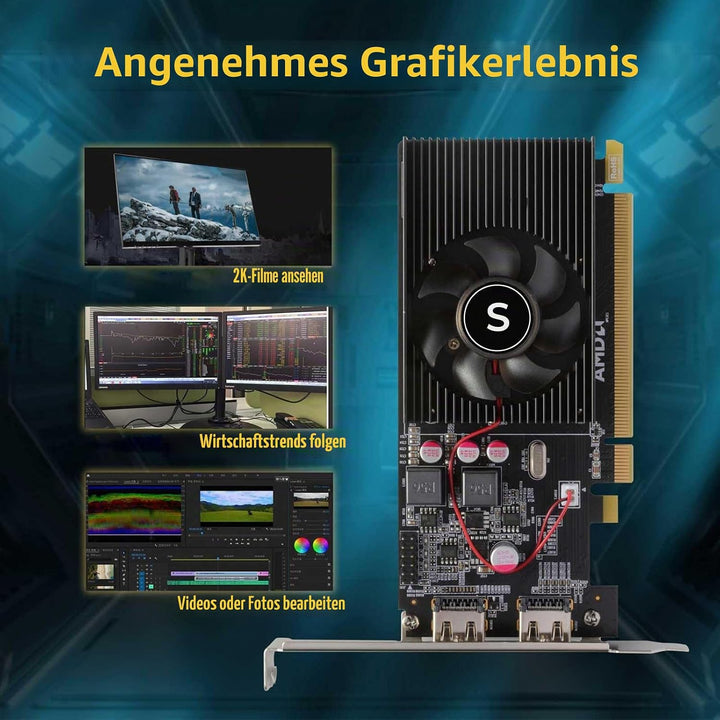 SAPLOS Radeon HD 6570 Grafikkarte, 2 HDMI, 1G GDDR3 64-bit, Video Cards PC, Low Profile Graphics Car