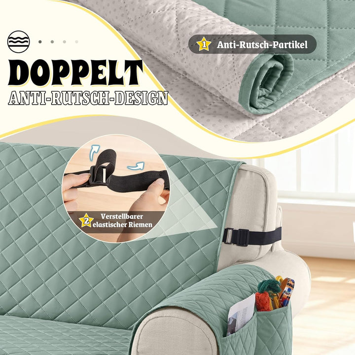 TAOCOCO Sofa Überzug, Sofabezug Wasserdicht Mit Gummiband，Wohnzimmer Anti-Rutsch Gepolsterter Sofasc