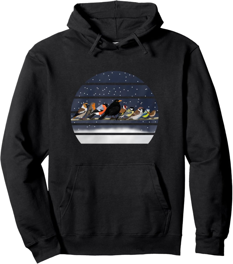 Vögel kuscheln im Schnee Winter Weihnachten Vogelfreund Pullover Hoodie