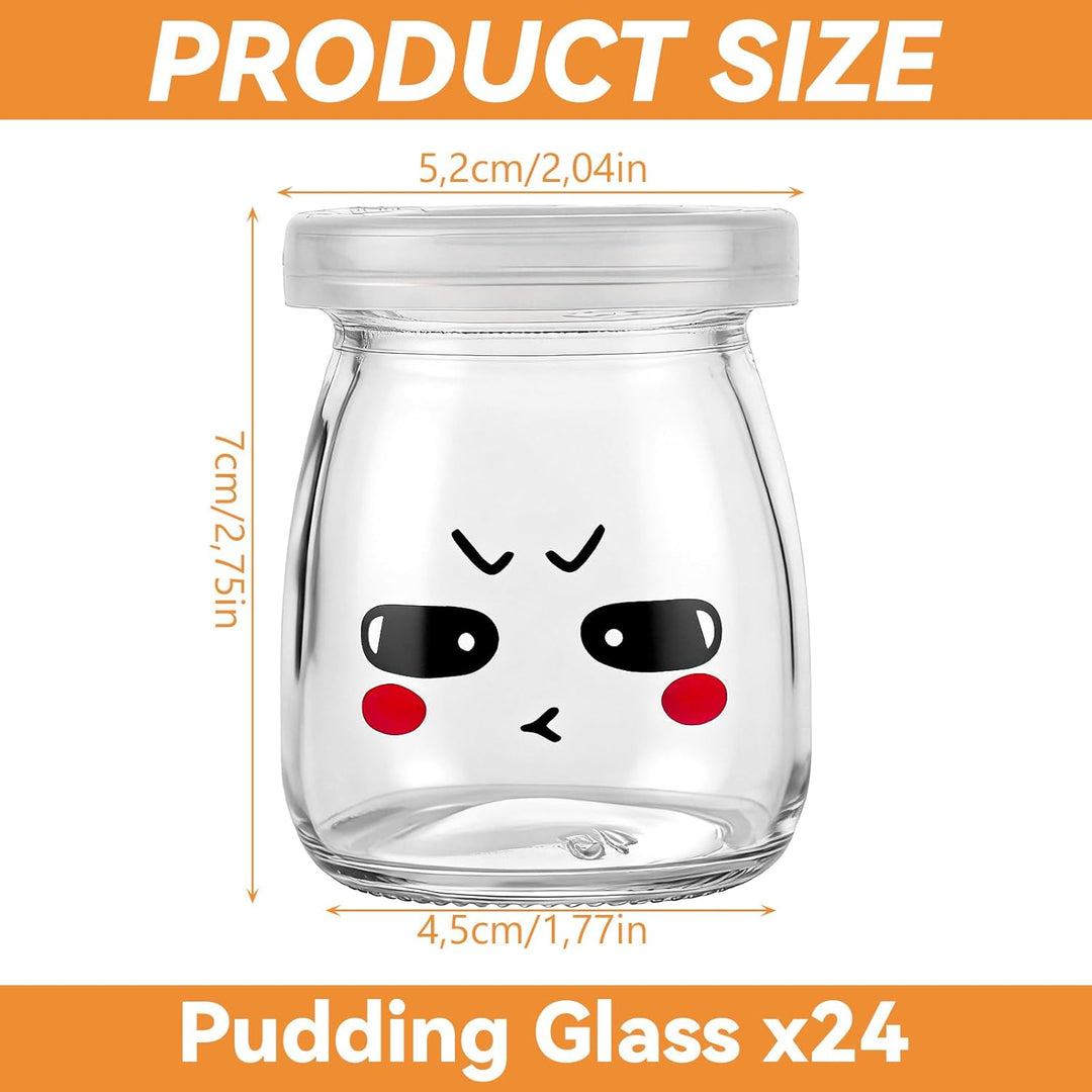 APACALI 24 Stück 100ml Dessertgläser, Joghurtgläser mit deckel, Glasflaschen, Joghurt-Gläser, Weckgl