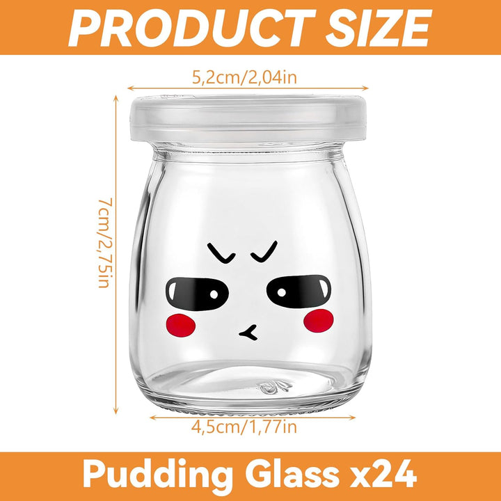 APACALI 24 Stück 100ml Dessertgläser, Joghurtgläser mit deckel, Glasflaschen, Joghurt-Gläser, Weckgl