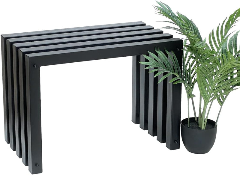 DanDiBo Hocker Metall Schwarz Sitzbank Massiv Wetterfest 60 cm Sitzhocker 96446 Modern Bank Lamellen