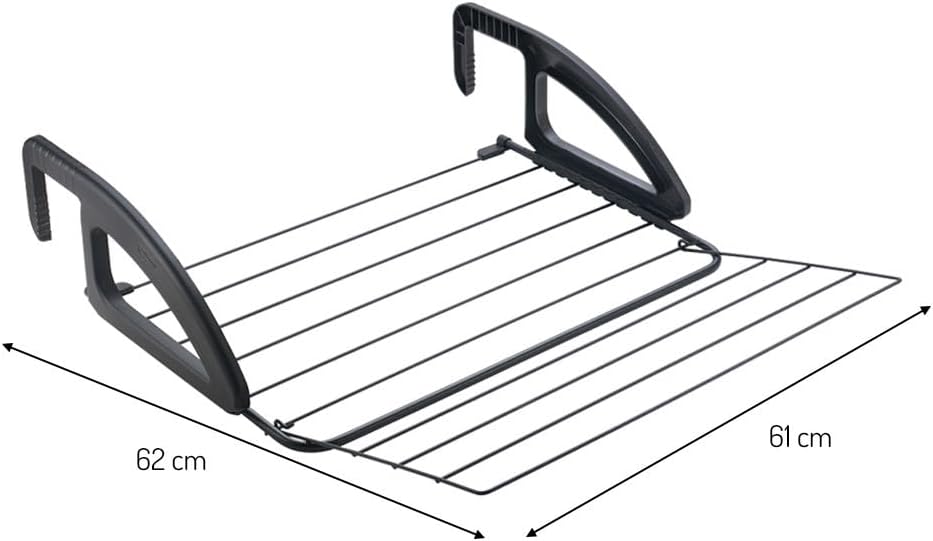 Metaltex Heizungs-und Balkonwäschetrockner, Metall, schwarz matt, 62x61x17 cm, Schwarz Matt