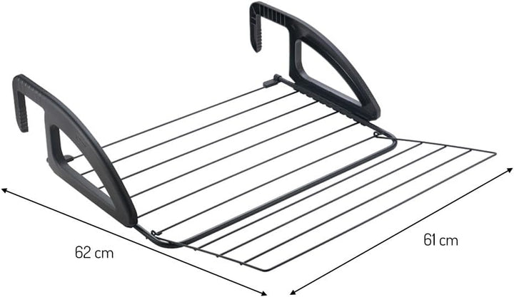 Metaltex Heizungs-und Balkonwäschetrockner, Metall, schwarz matt, 62x61x17 cm, Schwarz Matt