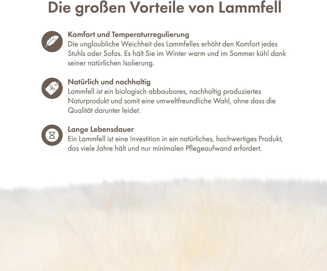Nordic Sheep Lammfell Kissen 40x40 cm | Weiches Fell für Stühle & Sofa | Gemütliches Sitzkissen & La