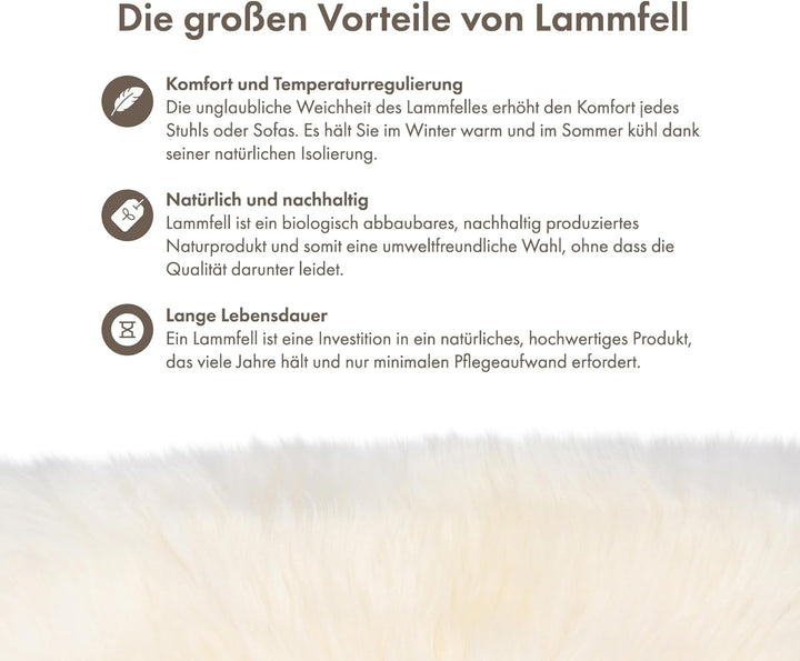 Nordic Sheep Lammfell Kissen 40x40 cm | Weiches Fell für Stühle & Sofa | Gemütliches Sitzkissen & La