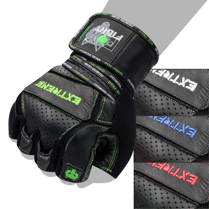 FOX-FIGHT Fitnesshandschuhe Trainingshandschuhe Kraftsport Damen Herren Leder Handschuhe Bodybuildin