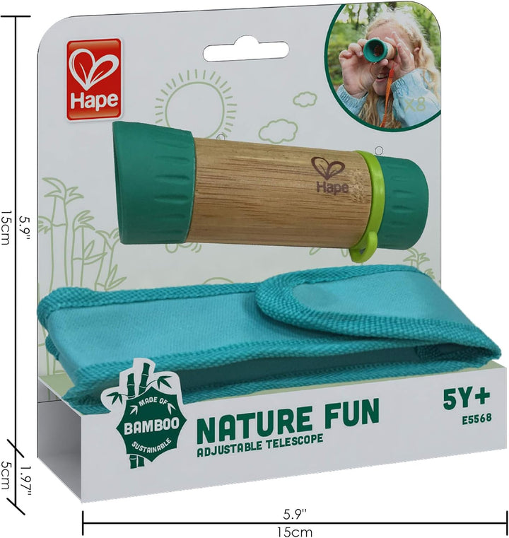 Hape Nature Fun verstellbares Teleskop zum Entdecken aus Bambus und pflanzlichem Kunststoff, ab 3 Ja
