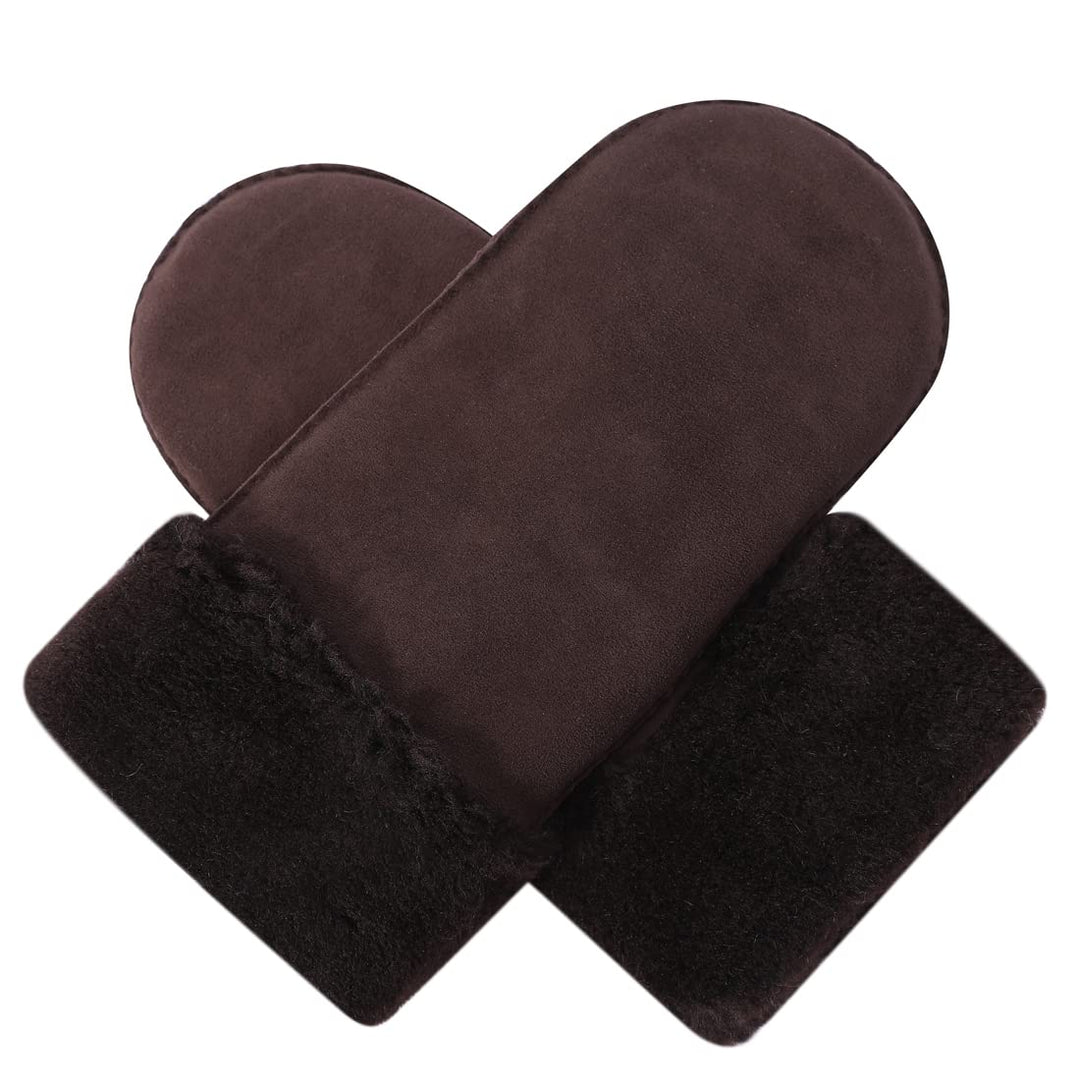 Harssidanzar Damen Fäustlinge,Winter Schaffell Lammfell beheizte warme pelzige Stulpenhandschuhe Led