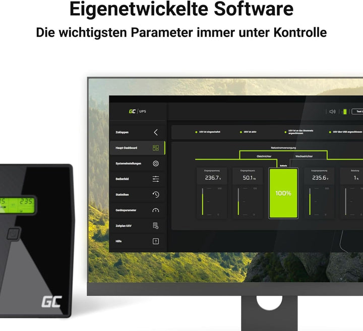 Green Cell® UPS USV Unterbrechungsfreie Stromversorgung 800VA (480W) mit Überspannungsschutz 230V Li