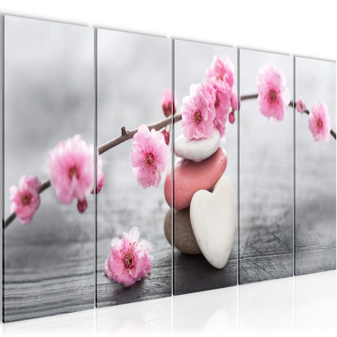 Runa Art Wandbild XXL Feng Shui Blumen Wohnzimmer Schlafzimmer 200 x 80 cm Rosa 5 Teilig - Made in G