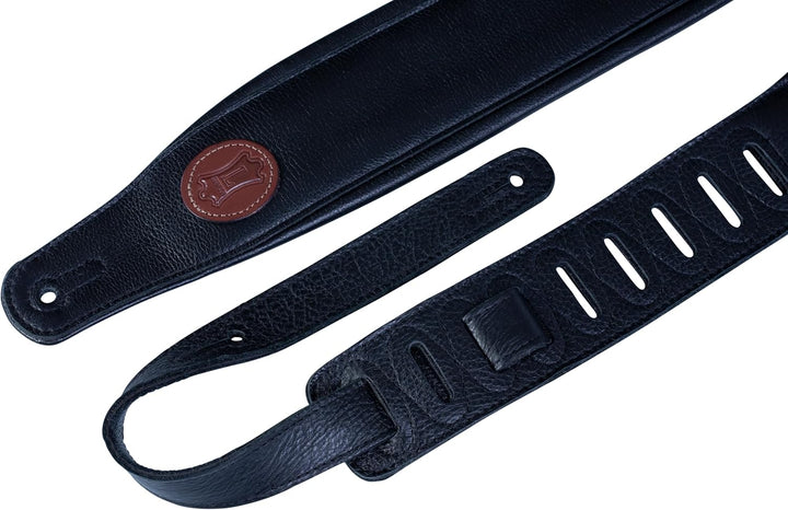 Levy's MSS2-BLK Gitarrengurt Garment Leather Garment Leather Backing Signature Logo Padded 3" - Blac
