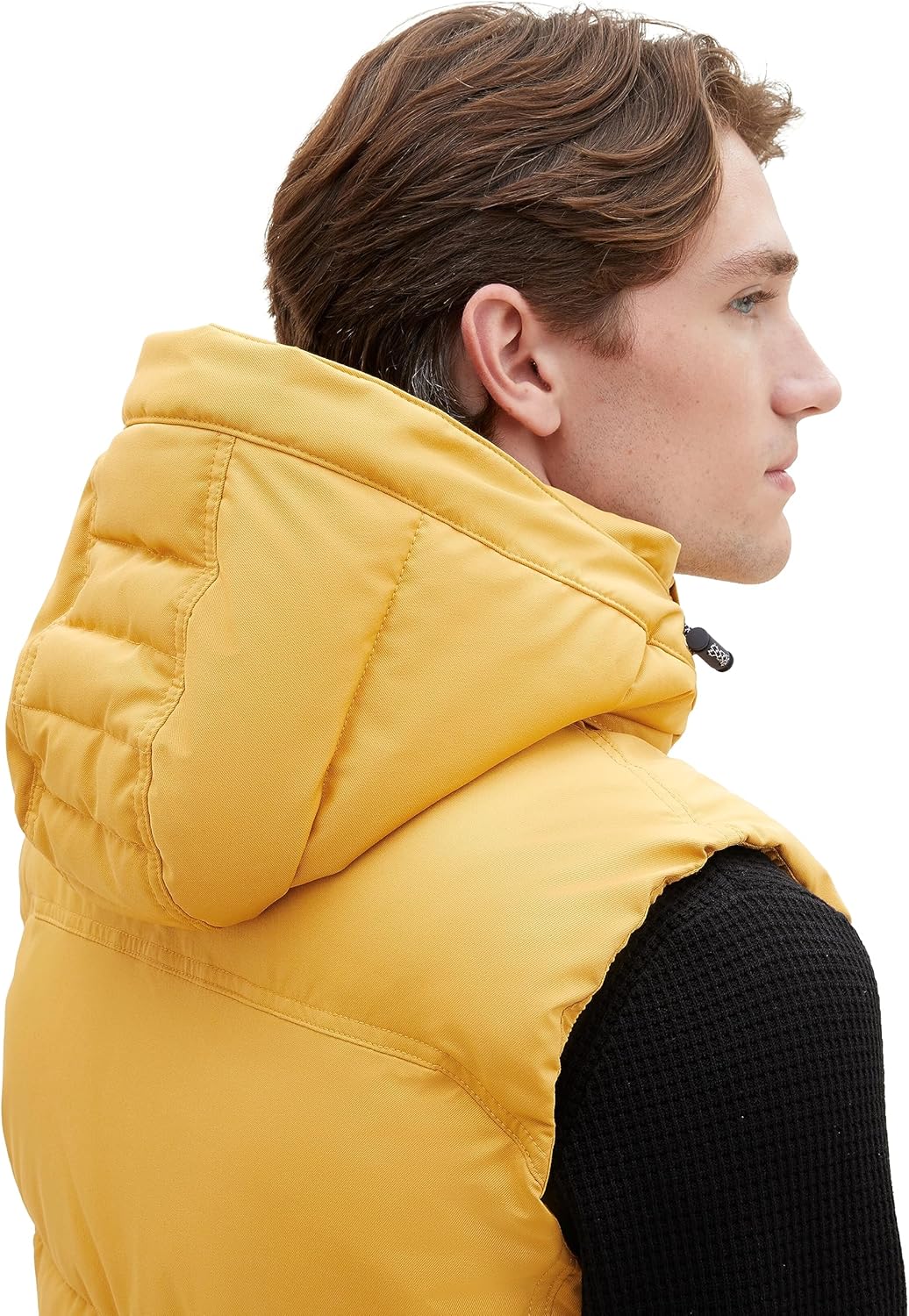 TOM TAILOR Herren Puffer Steppweste mit Abnehmbarer Kapuze, 10533 - Golden Fall
