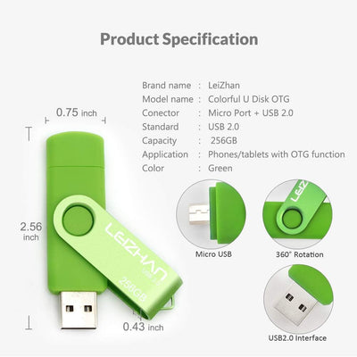 leizhan USB Speicherstick 2.0 OTG Metall Pendrive für Android Smartphone USB Flash Disk Micro USB Pe