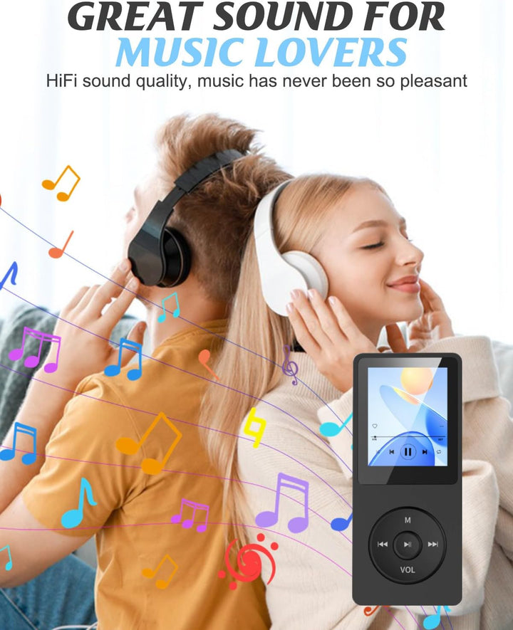 Bluetooth 5.0 MP3 Player verlustfreier Musik-Player, 32GB Speicher, Tragbarer Digitaler MP3 Player,