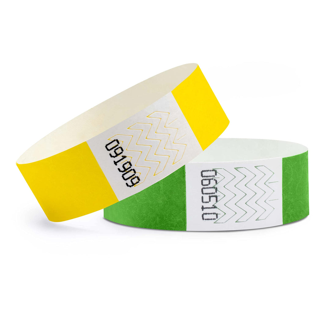 linie zwo ®, 1000 Stück Einlassbänder/Securebänder Tyvek 19 x 255 mm, Farbe wählbar Gelb + Grasgrün,
