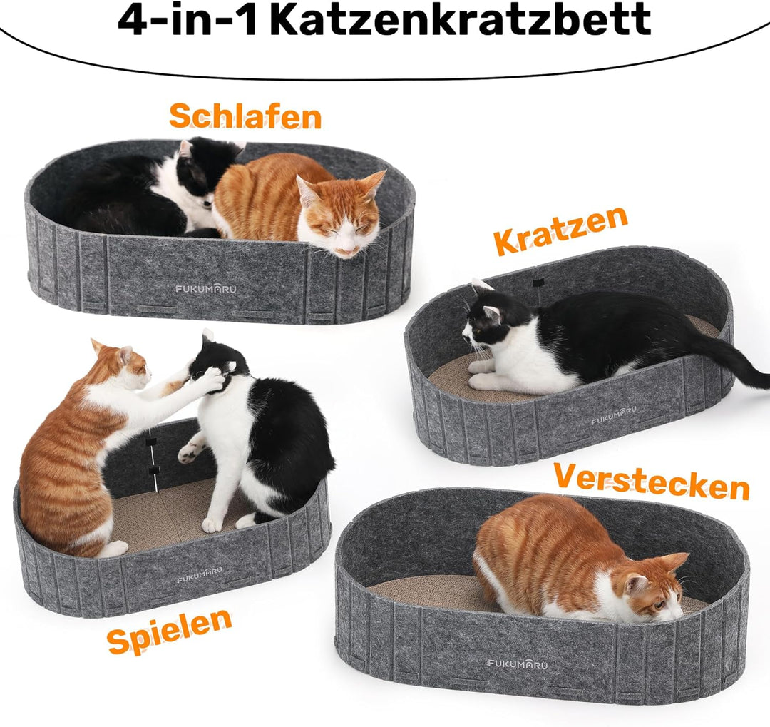FUKUMARU Kratzbrett für Katzen, 61 cm Kratzpappe in Sofa-Form, Umkehrbares Katzenbett, Runde Kratzpa