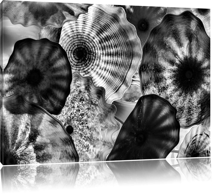 Monocrome, bunte Quallen, Format: 100x70 auf Leinwand, XXL riesige Bilder fertig gerahmt mit Keilrah