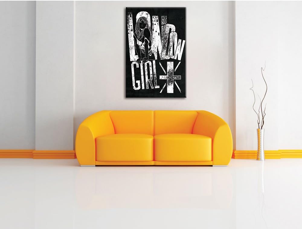 Dark London-Girl black Bild auf Leinwand, XXL riesige Bilder fertig gerahmt mit Keilrahmen, Kunstdru