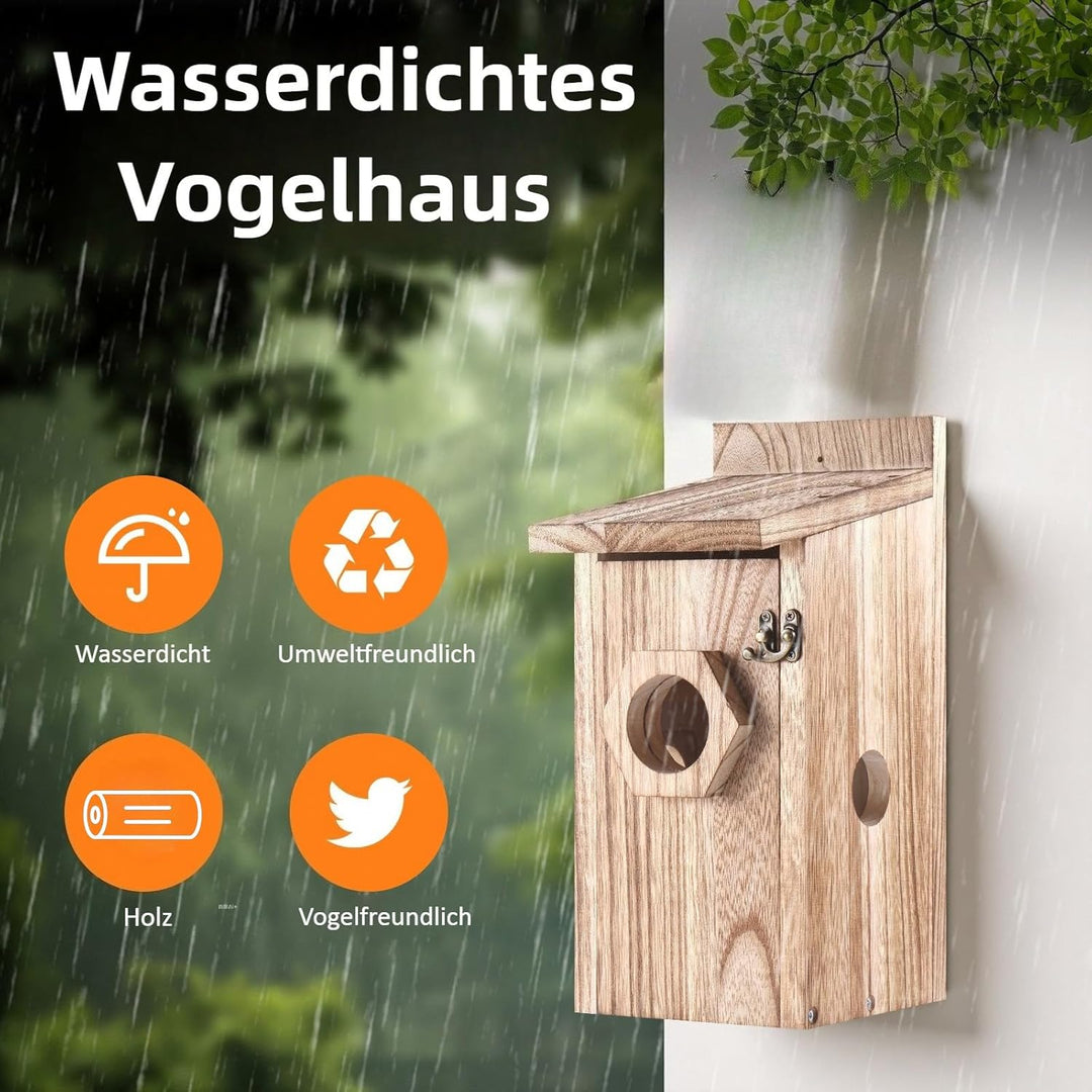 Nistkasten mit 4MP Kamera WLAN, Vogelhaus zum Aufhängen Wetterfest, 2,4 G WiFi &amp; App Benachrichtigun