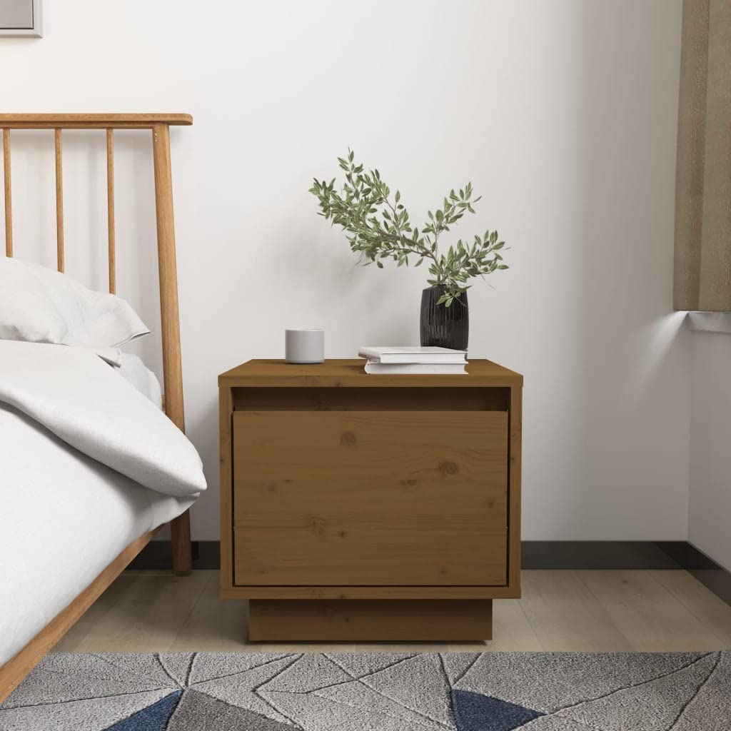 Bedside Table Nachtkonsole Beistelltisch mit Stauraum Night Stand Nachttische 2er Set Honigbraun 35x