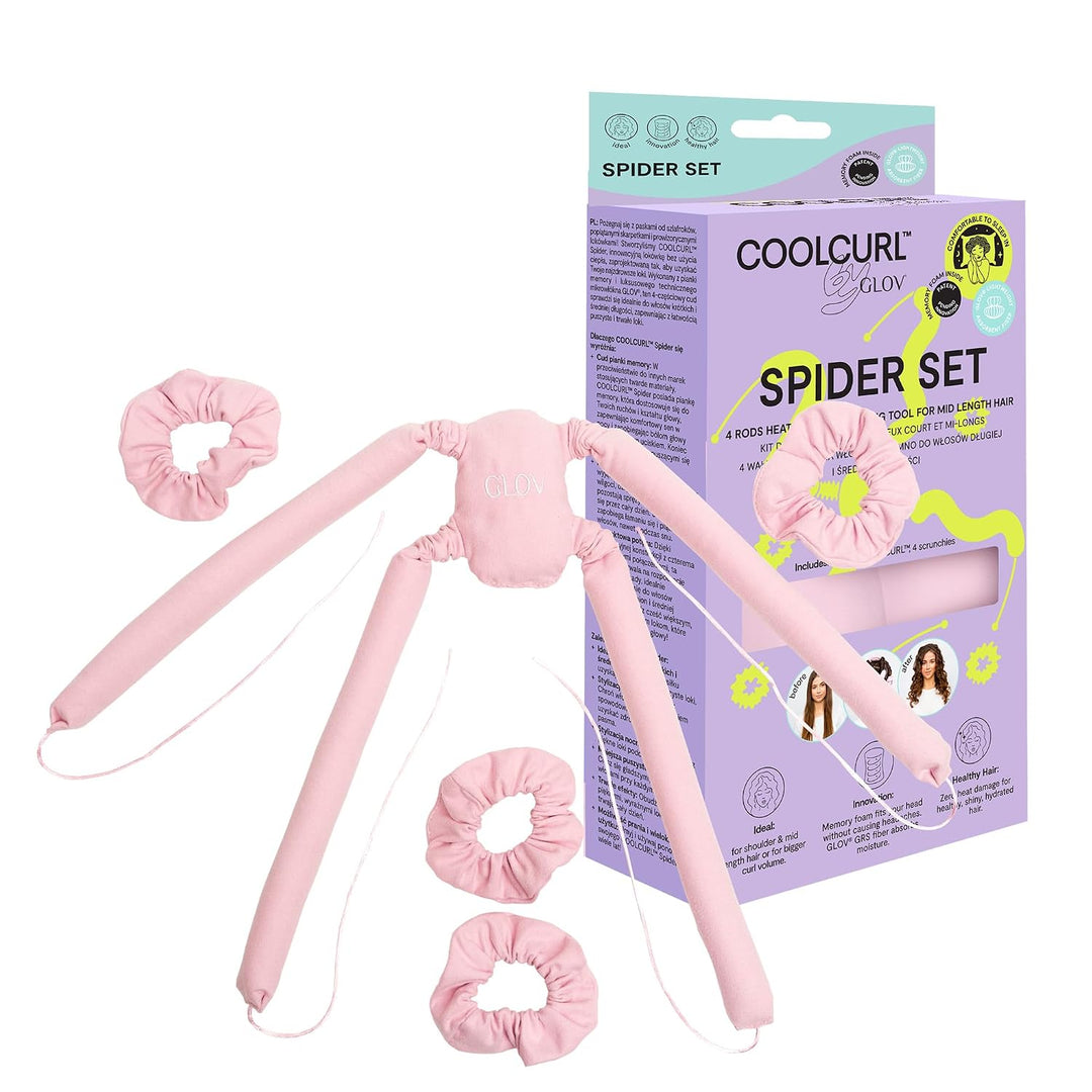 Glov Coolcurl Spider Hitzefreier Lockenstab für Kurzes Haar in Pink Kreiert Voluminöse Locken Komfor
