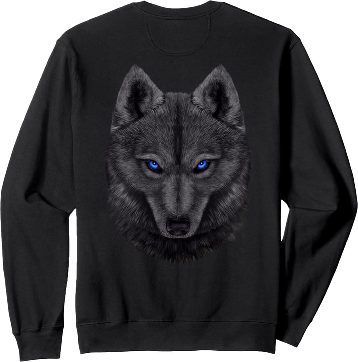 Schwarzer Wolfsgesicht Sweatshirt