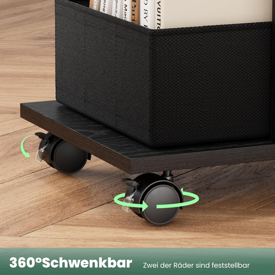 Pamapic Beistelltisch, Nachttisch mit Steckdose, Beistelltisch Schmal, 3 Ablagen C-Form Sofatisch,Co