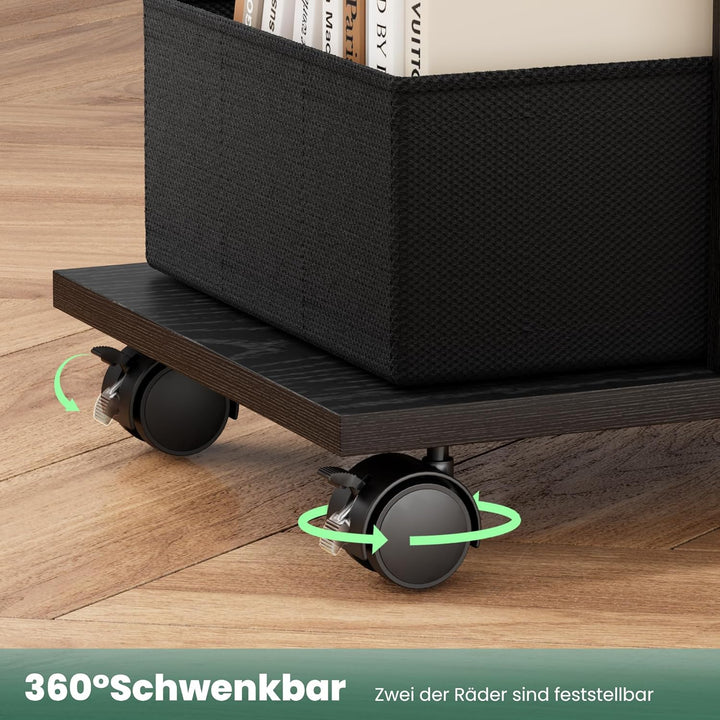 Pamapic Beistelltisch, Nachttisch mit Steckdose, Beistelltisch Schmal, 3 Ablagen C-Form Sofatisch,Co