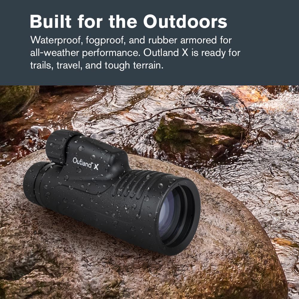 Celestron 72370 Outland X 10x50 Waterproof Monocular with Smartphone Adapter, Bluetooth Remote, Eyep
