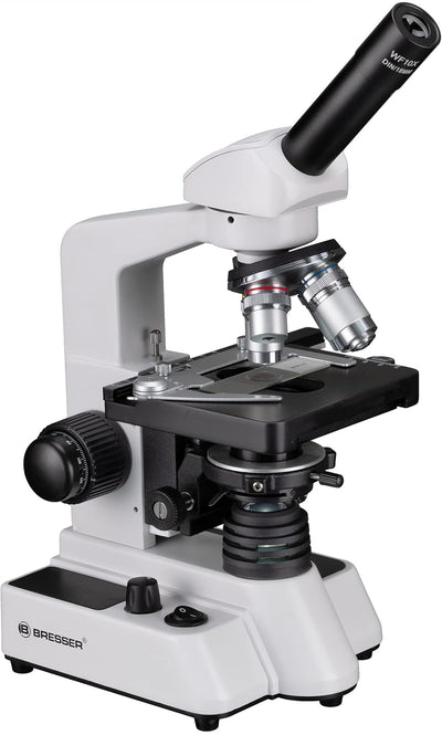 Bresser hochwertiges monokulares Durchlicht-Mikroskop, Erudit DLX 40x-1000x Vergrösserung, koaxialer