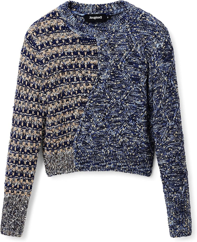 Desigual Damen Pullover Sweater M Blau, M Blau