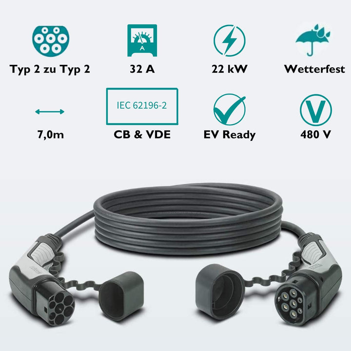 PHOENIX CONTACT Ladekabel Elektroauto Typ 2 (Mode 3) - EV Ladekabel 1628199 E-Auto und Hybrid - Typ
