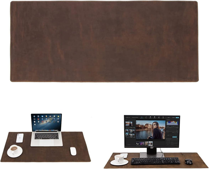 Hiram Schreibtischunterlage aus echtem Leder, gross, wasserdicht, 80 x 40 cm, Tischabdeckung für PC