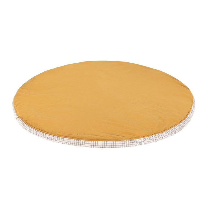 LÄSSIG Krabbel-und Spieldecke aus Muslin Bio-Baumwolle waschbar/Seat Cushion Muslin senfgelb, Senfge