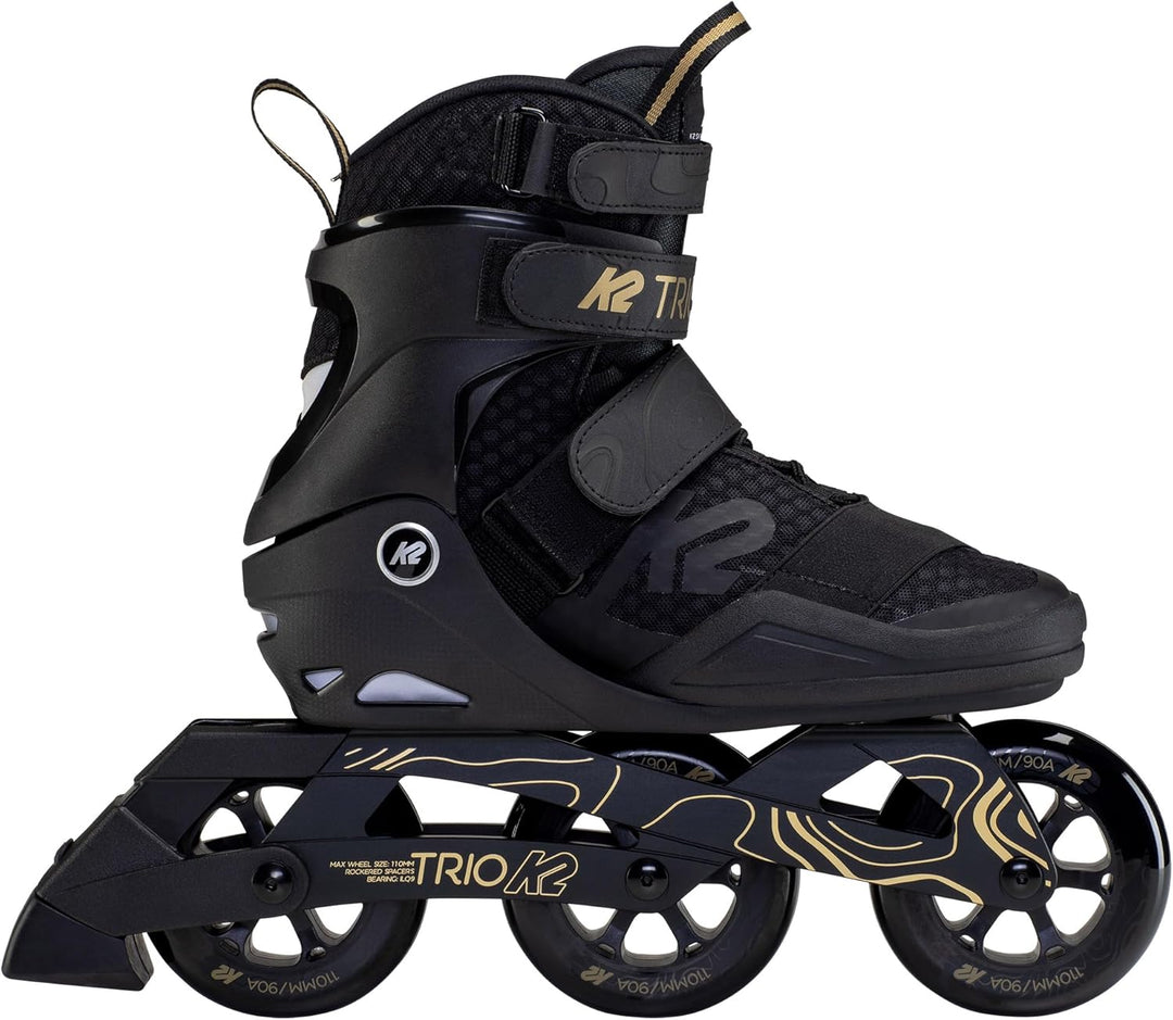 K2 Skates Unisex Inline Skates TRIO 110, black - gold, 30F0133 EU: 44.5 (UK: 10 / US: 11) black - go