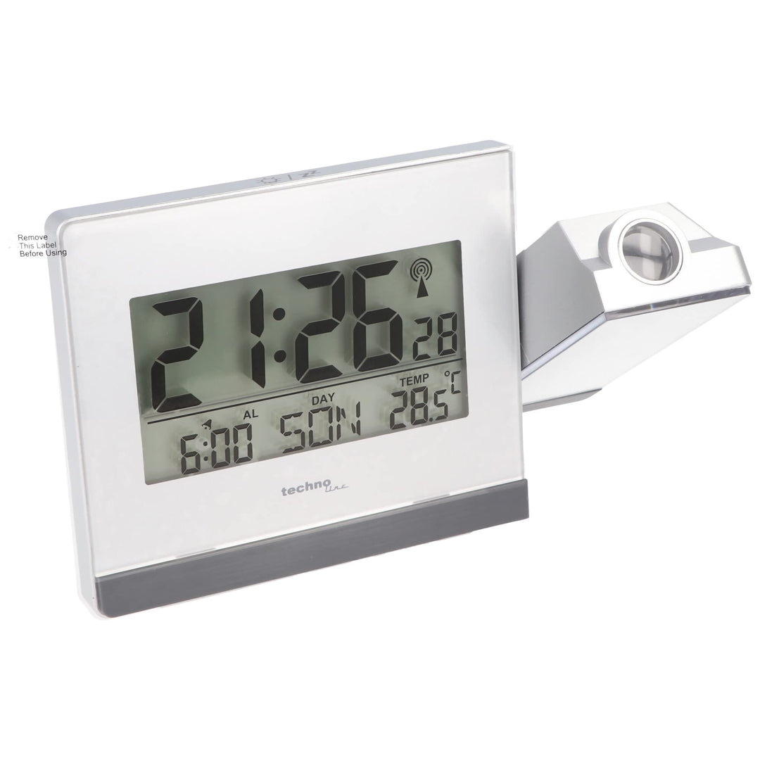 Technoline WT 538 Touchsensor Funk-Projektionswecker, Plastik, silber-anthrazit, 15 x 4 x 9 cm, Silb