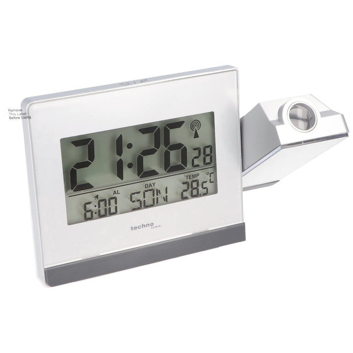 Technoline WT 538 Touchsensor Funk-Projektionswecker, Plastik, silber-anthrazit, 15 x 4 x 9 cm, Silb