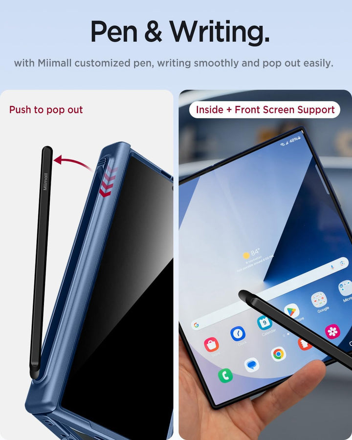 Miimall Magnetisch Hülle Kompatibel mit Samsung Galaxy Z Fold 6 Hülle mit S-Pen & Stifthalter, [Anti