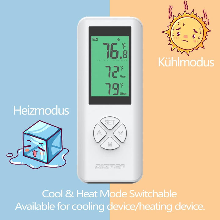 Kabelloser Thermostatausgang, temperaturgesteuerte Steckdose Heizung & Kühlung Fernbedienung und Plu