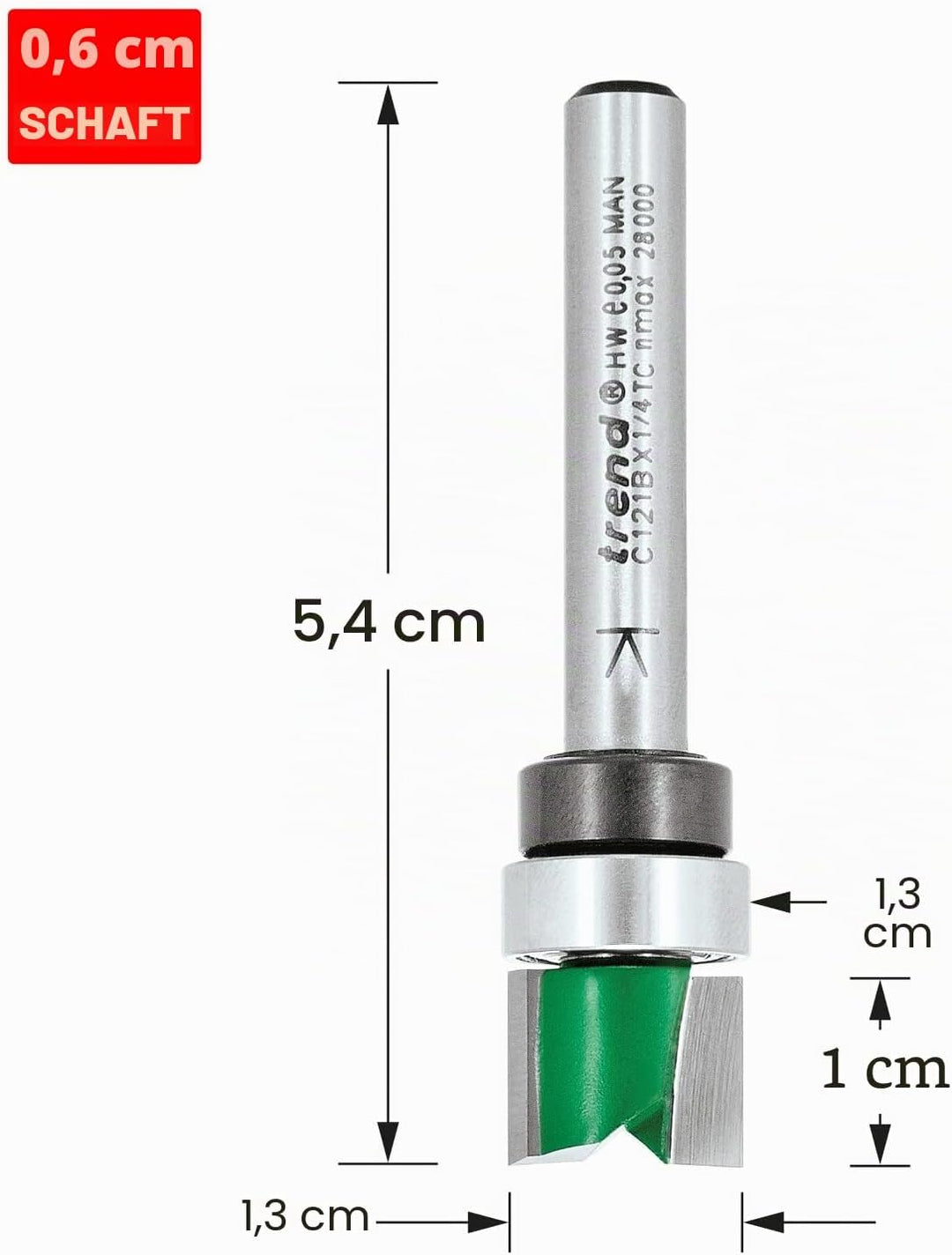 Trend CraftPro Geführter Profilfräser, 1/4-Zoll-Schaft, 9,5 mm Schneiddurchmesser und 12,7 mm Schnit