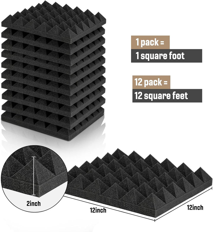 Pyramiden Akustikschaumstoff Soundsbay 12 Stück 30 × 30 × 5cm Schallabsorber Wand Schallschutzmatte