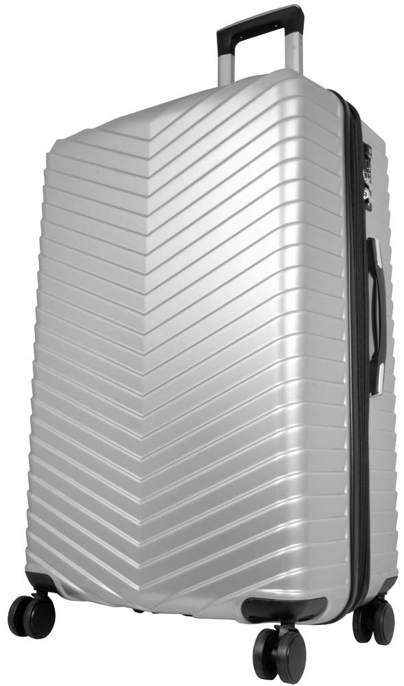 Trendyshop365 Reise-Koffer gross Hartschale Meran 76 cm 95 Liter 4 Räder TSA-Schloss Silber Reisekof