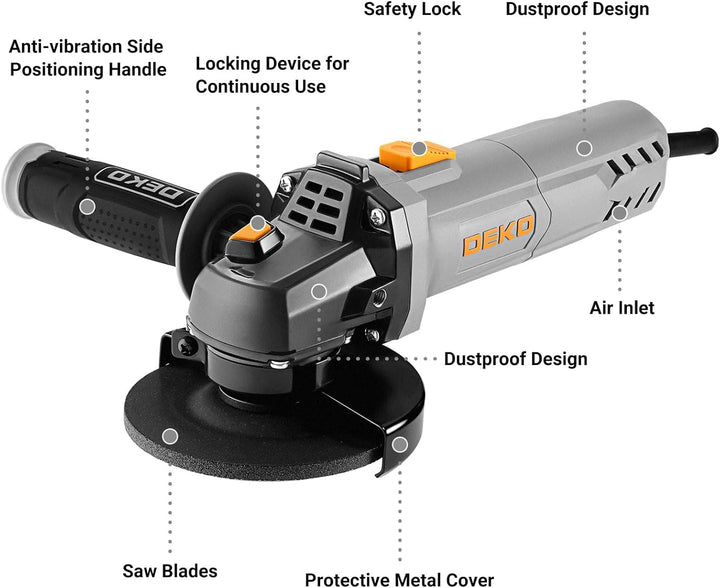Winkelschleifer: DEKOPRO 115mm 750W Corded Electric Trennschleifer für Schneiden,Polieren und Schlei