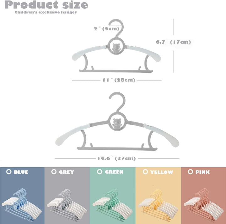 JSF Mitwachsende kleiderbügel Kinder, Set20 Stapelbare Kleiderbügel mit Bärchen-Haken, rutschfest Ba