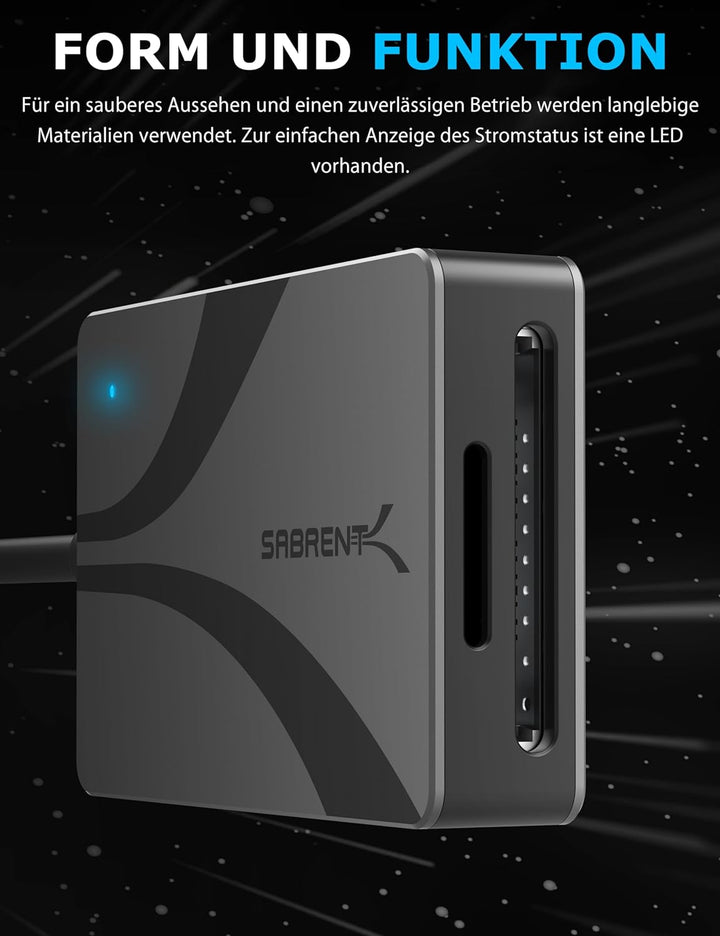 SABRENT SD, Micro SD USB C Kartenleser, USB 3.2 Speicherkartenleser, 312 MBps High Speed Externe Kar